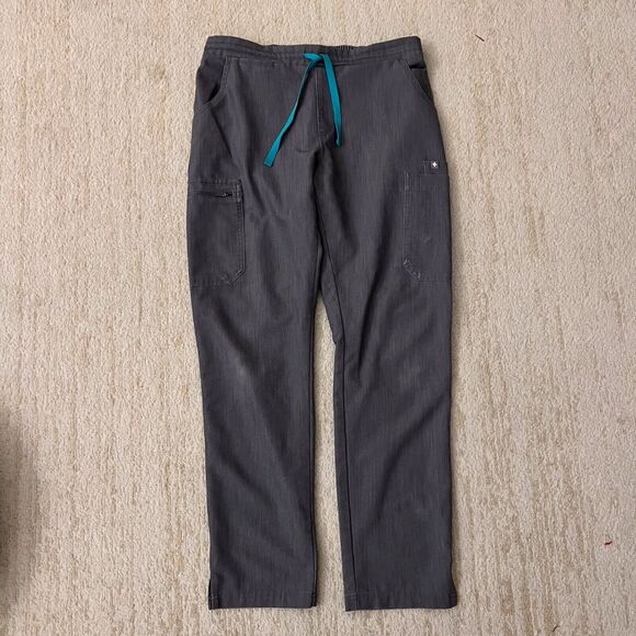 Figs Womens Small Yola Skinny Scrub Drawstring Scrubs Technical Gray Teal Cords - Picture 2 of 14